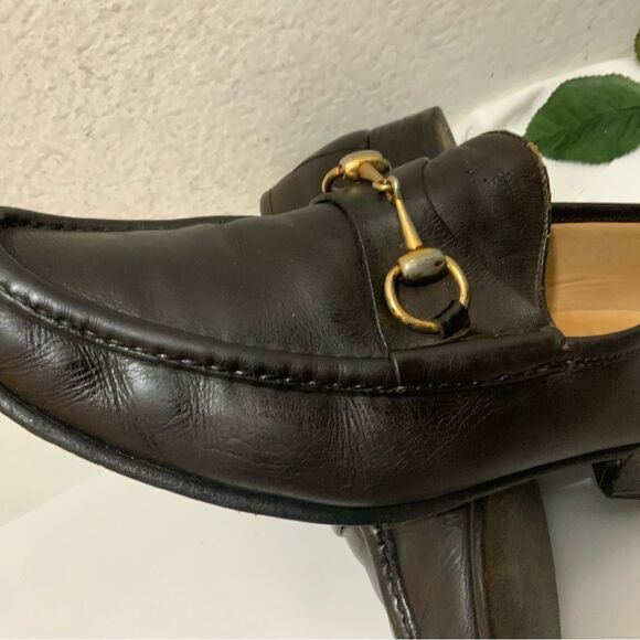 Vintage Gucci Classic Brown Leather Horsebit Loafers Men’s 43 1/2 S main image 16